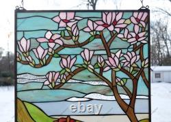 20 X 33.5 Tiffany Style Stained Glass Window Panel Cherry Blossom glass HF229