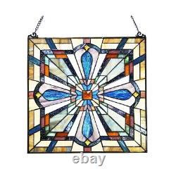 20 x 20 Crossroads Mission Tiffany Style Stained Glass Window Panel