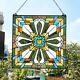 20 x 20 Tiffany style stained glass jeweled mission style window panel