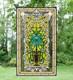 20 x 33.75 Flower in Vase Tiffany Style stained glass Jeweled window panel