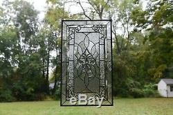 20 x 33.75 Stunning Handcrafted All Clear stained glass Beveled window panel