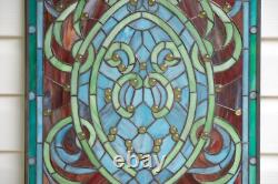 20 x 33.75 Tiffany Style stained glass panel Hanging Art Jeweled window panel