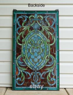 20 x 33.75 Tiffany Style stained glass panel Hanging Art Jeweled window panel