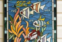 20 x 33.75 Tiffany Style stained glass window panel Fish under sea HF109