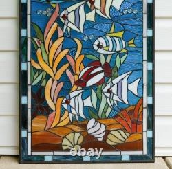 20 x 33.75 Tiffany Style stained glass window panel Fish under sea HF109