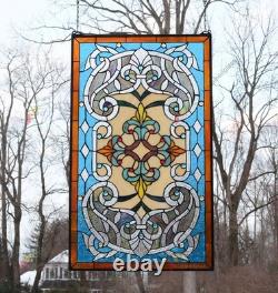 20 x 33.75 Tiffany Style stained glass window panel. HF48