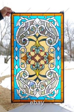 20 x 33.75 Tiffany Style stained glass window panel. HF48