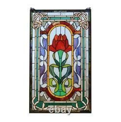 20 x 33.75 Tiffany Style stained glass window panel One Big Rose Flower