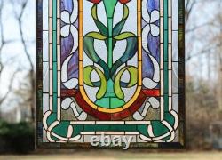 20 x 33.75 Tiffany Style stained glass window panel One Big Rose Flower
