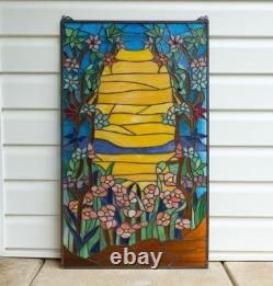 20 x 33.75 Tiffany Style stained glass window panel Orange Dawn HF831