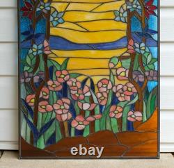 20 x 33.75 Tiffany Style stained glass window panel Orange Dawn HF831