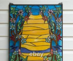 20 x 33.75 Tiffany Style stained glass window panel Orange Dawn HF831