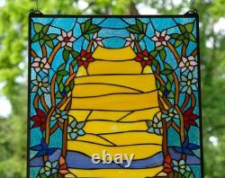 20 x 33.75 Tiffany Style stained glass window panel Orange Dawn HF831