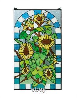 20 x 33.75 Tiffany Style stained glass window panel Sunflower HF044207