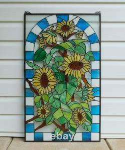 20 x 33.75 Tiffany Style stained glass window panel Sunflower HF044207