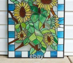 20 x 33.75 Tiffany Style stained glass window panel Sunflower HF044207