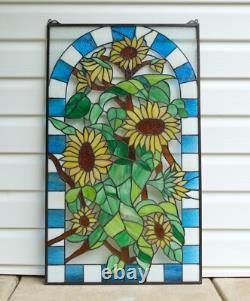 20 x 33.75 Tiffany Style stained glass window panel Sunflower glass panel HF07