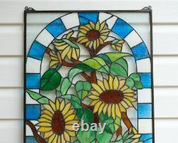 20 x 33.75 Tiffany Style stained glass window panel Sunflower glass panel HF07
