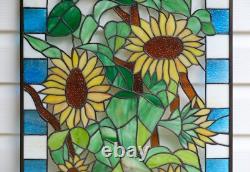 20 x 33.75 Tiffany Style stained glass window panel Sunflower glass panel HF07