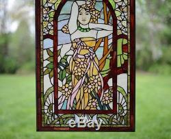 20 x 34 Alphonse Mucha Daytime ART Deco Girl Stained Glass Window Panel
