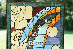 20 x 34 Flowers Handcrafted stained glass window panel