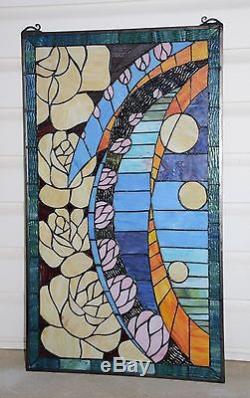 20 x 34 Flowers Tiffany Style stained glass window panel