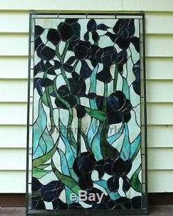 20 x 34 Handcrafted Decorative Tiffany Style stained glass window panel Iris