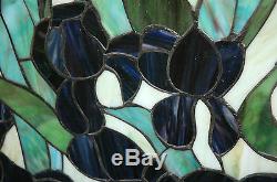 20 x 34 Handcrafted Decorative Tiffany Style stained glass window panel Iris