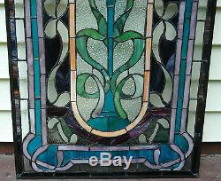 20 x 34 Handcrafted Tiffany Style stained glass window panel A big Rose flower