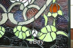 20 x 34 Handcrafted Tiffany Style stained glass window panel water lily Lotus