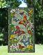 20 x 34 Handcrafted stained glass window panel Butterfly Garden Flower