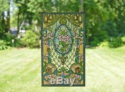 20 x 34 Large Handcrafted stained glass window panel Flowers