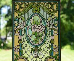 20 x 34 Large Handcrafted stained glass window panel Flowers