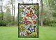 20 x 34 Large Tiffany Style stained glass window panel Butterfly Garden Flower