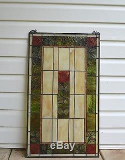 20 x 34 Large Tiffany Style stained glass window panel Rose Flower