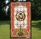 20 x 34 Large Tiffany Style stained glass window panel owl