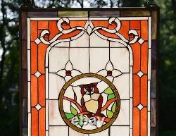 20 x 34 Owl Large Handcrafted stained glass window panel