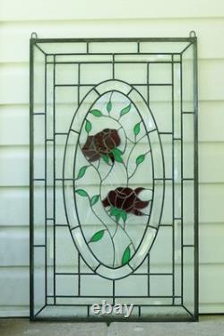 20 x 34 Stained Glass Window Panel rose blooming