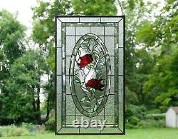 20 x 34 Stained Glass Window Panel rose blooming