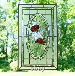 20 x 34 Stained Glass Window Panel rose blooming