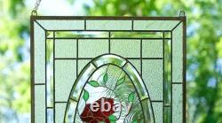 20 x 34 Stained Glass Window Panel rose blooming