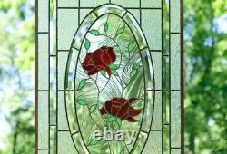 20 x 34 Stained Glass Window Panel rose blooming