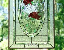 20 x 34 Stained Glass Window Panel rose blooming