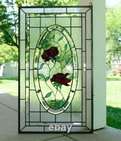 20 x 34 Stained Glass Window Panel rose blooming