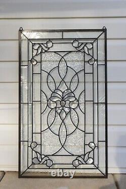 20 x 34 Stunning Handcrafted All Clear stained glass Beveled window panel