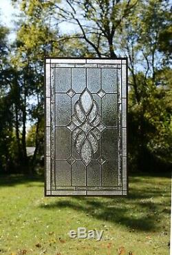 20 x 34 Stunning Handcrafted All Clear stained glass Beveled window panel