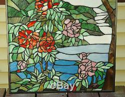 20 x 34 Tiffany Style stained glass Jeweled window panel Cherry Blossom