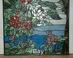 20 x 34 Tiffany Style stained glass Jeweled window panel Cherry Blossom