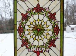 20 x 34 Tiffany Style stained glass window panel. HF50