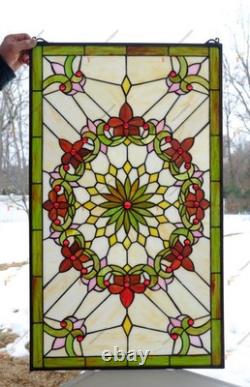 20 x 34 Tiffany Style stained glass window panel. HF50